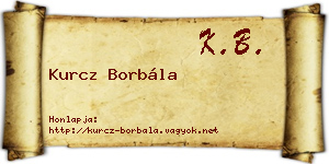 Kurcz Borbála névjegykártya